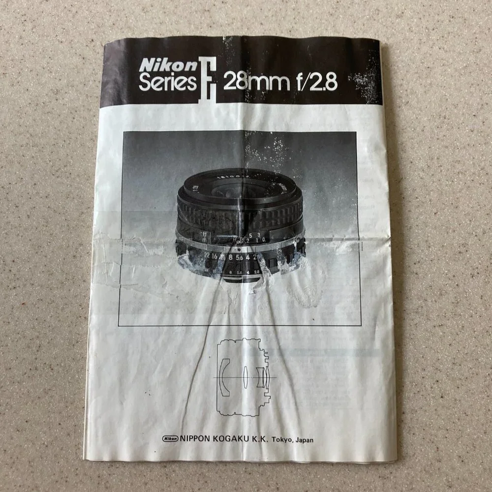 Vintage Nikon Series E 28mm f/2.8 Instruction Sheet